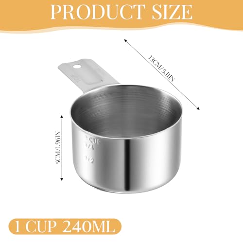 1 Cup 240 ml | 240 cc | 8 oz Stainless Steel Measuring Cup Rice Measuring Cup Metal Measuring Cup Kitchen Gadgets for Cooking Single Cup for Wet and Dry Ingredients for use as 1 Cup Dog Food Scoop