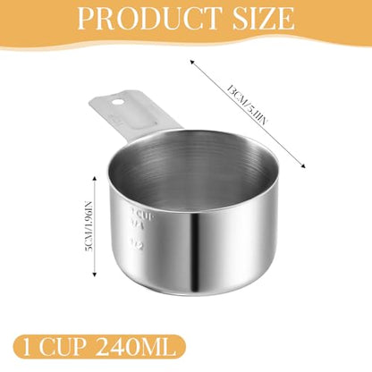 1 Cup 240 ml | 240 cc | 8 oz Stainless Steel Measuring Cup Rice Measuring Cup Metal Measuring Cup Kitchen Gadgets for Cooking Single Cup for Wet and Dry Ingredients for use as 1 Cup Dog Food Scoop