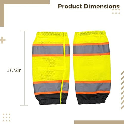 2 Leg Gaiters, Reflective Hiking Apparel, Cycling Safety Gear, Breathable, Adjustable