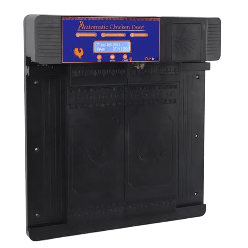 Automatic Chicken Coop Door, Lightweight Durable Solar Powered with Timer and Infrared Anti Pinch Sensor, for Poultry Coop Chicken Duck Goose (Black) - color: Black