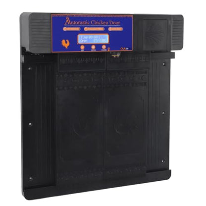 Automatic Chicken Coop Door, Lightweight Durable Solar Powered with Timer and Infrared Anti Pinch Sensor, for Poultry Coop Chicken Duck Goose (Black) - color: Black