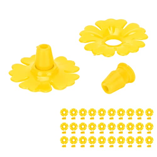 Hyuduo 30-Piece Hummingbird Feeder Replacement FlowersYellow Nectar Feeding Ports for Outdoor Hummingbird Feeders, Compatible with Glass Plastic Hummingbird Feeders - color: Yellow