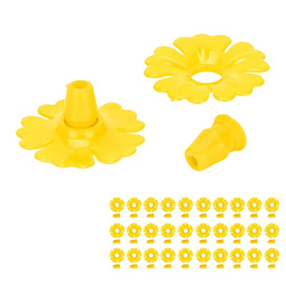 Hyuduo 30-Piece Hummingbird Feeder Replacement FlowersYellow Nectar Feeding Ports for Outdoor Hummingbird Feeders, Compatible with Glass Plastic Hummingbird Feeders - color: Yellow