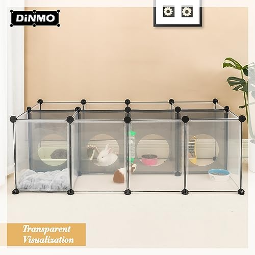 DINMO Rabbit Playpen, Guinea Pig Cages, Hamster Cages, Interesting Game Holes Design for Small Animal, Bunny, Ferret, Hedgehog, DIY, Expanded, Portable, Exercise Fence, 61.4 x 25.4 x 16.4 inches - style: Plastic-18 panels