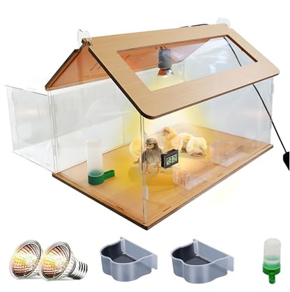 Brooder Box for Chick 40-50,5-in-1 Chick Starter Kit,Includes Brooder Heat Lamp 2,Baby Chicken Box,Chicken Feeder,Waterer,Thermo-Hygrometer