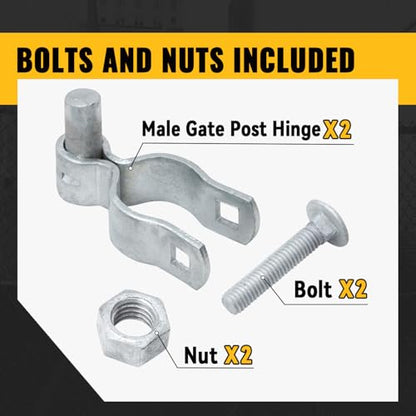 VIVIDA 1-5/8" Chain Link Gate Hinge, Galvanized Male Post Hinge, for 1-5/8" OD Post, Chain Link Fence Hardware, 2 PCS - size: 1-5/8" (2 PCS)
