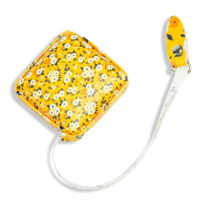 Mini Retractable Soft Tape Measure for Sewing, Cloth, Fabric & Body Measurements - Yellow Flower - color: Yellow flower