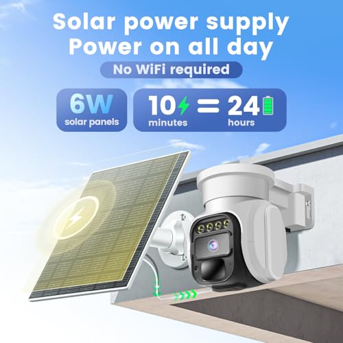 4G LTE Cellular Solar Security Camera Wireless Outdoor, No WiFi Solar Powere Camera Built in SIM Card & Subscription Fee, 350° Live View, 2K Camera with 2 Way Talk, PIR Motion Sensor, Cloud Storage - color: White