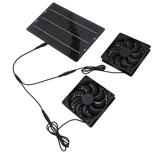EVGATSAUTO Solar Powered Fan, ABS Monocrystalline Silicon Dual Exhaust Ventilation Fan Kit 10W 12V 0.8A Wall Mounted for Chicken Coops Greenhouses Sheds