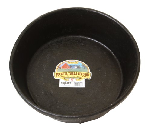 Little Giant® Heavy Duty Rubber Tub | Durable Rubber Feed Pan | Indoor & Outdoor Feed Bucket | 8 Quarts