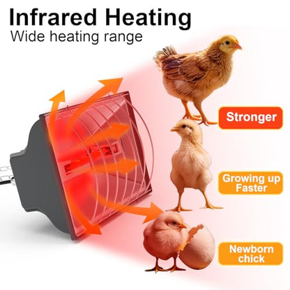 UTFEEDY Chicken Coop Heater, Aluminum Brooder Heater Lamp for 30 Chicks or Duckling, 250 Watts Heating Plate Lamp Warmer with Adjustable Temperature & 8 feet Iron Chain for Amphibians, Livestock, Pets - color: Grey