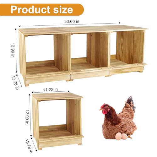 Nesting Boxes for Chickens 3 Compartments Chicken Nesting Boxes Wall Mount Nest Box for Chicken Coop Versatile Use Wood Nesting Boxes for Hens Easy to Assemble for Chickens, Hens, Ducks