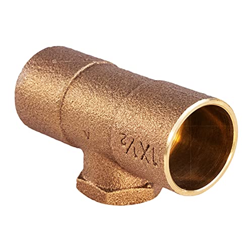 Everflow Supplies CCFT1112-NL C X C X F Cast Brass Tee Fitting with Solder Cups and Female Threaded Branch, 1" x 1" x 1/2" - size: 1" x 1" x 1/2"