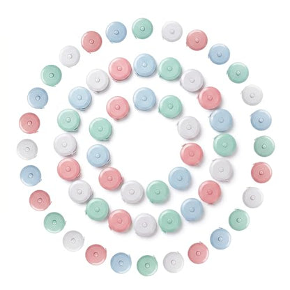 60 Pack Soft Retractable Measuring Tape - 1.5M/60 Inch Double Scale Body & Fabric Tape Measure for Sewing Tailoring Craft Weight Loss Home Use (Nordic Green, Candy White, Nordic Pink, Nordic Blue)
