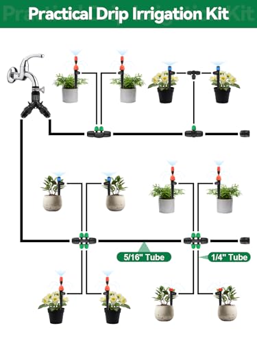 Kalolary 20PCS Locked Barbed Tee Connectors, 5/16" to 1/4" Drip Irrigation Fittings Kit 8/12mm to 4/7mm Tube Lock Female Connector 3-Way Barbed Lock Irrigation Parts for Watering System (Black Green) - color: Black Green 5/16" to 1/4" 3-Way