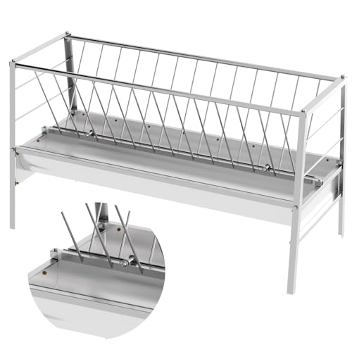 Dual-Functional Hay Feeder for Goats Up to Feed 14 Livestocks, 77 Gallon Heavy-Duty Goat Feeders with Sturdy Frame and Material, Horse Sheep Goat Feeder Lasting-Use in Farms (Galvanised Steel, 1)