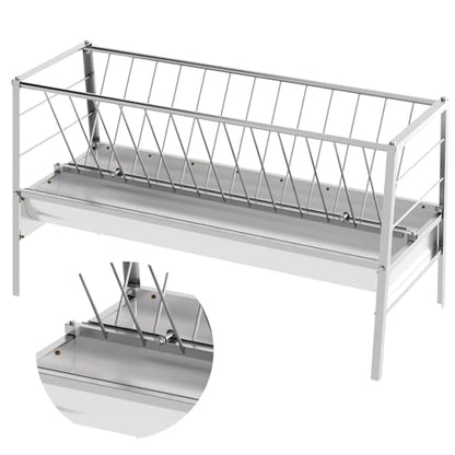Dual-Functional Hay Feeder for Goats Up to Feed 14 Livestocks, 77 Gallon Heavy-Duty Goat Feeders with Sturdy Frame and Material, Horse Sheep Goat Feeder Lasting-Use in Farms (Galvanised Steel, 1)