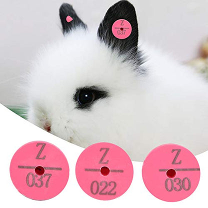 100Pcs Plastic Ear Number Rabbit Dog Ear Marker Label for Animal Livestock Information Management(Rose Red)