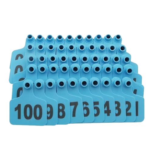 Cattle Ear Tags Livestock Ear Tags Plastic Livestock Animal Ear Tag for Cows Cattle Calf with Numbers Animal Identification Earring Tag Blue 901-1000 - color: Blue, size: 901-1000