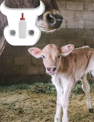 Calf Bottle with Nipple 2 Quart Plastic Milk Feeder for Calves Lambs Goats Farm Animal Nurser and Livestock Cow Feeding Kit