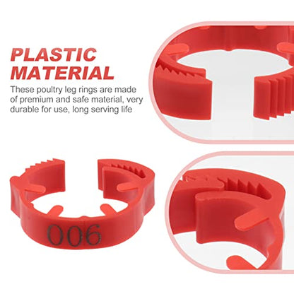 100 Pack Poultry Leg Bands - Durable Numbered Chicken and Duck Identification Rings for Easy Breed Management(Red,2 Packs) - color: Red, size: 2 packs