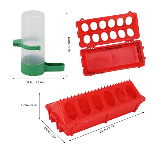 HEEPDD Plastic Chick Feeder and Waterer Kit, 2 Pack Small Poultry Bird Drinking Feeding Set with 12 Holes, 140ML Capacity for Baby Chicks Duck Quail