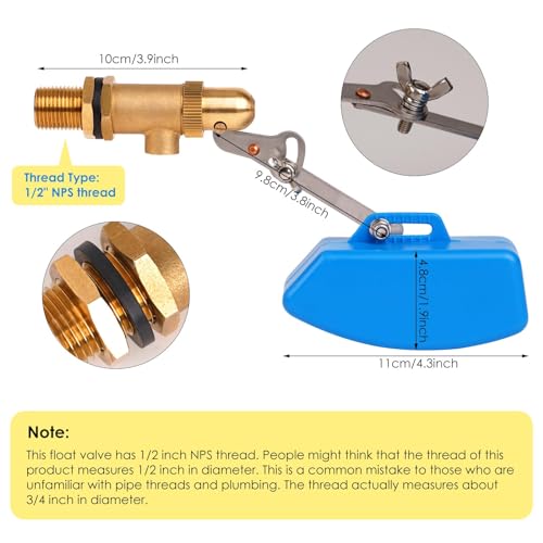 2 Pack Brass Float Valve 1/2 Inch, Livestock Water Tank Float Valve Switch Brass Float Ball Valve Shut Off Pool Auto Fill Valve for Automatic Waterer - style: 1/2 Inch