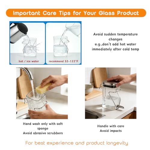 Guinea Pig Water Bottle No Drip, Rabbit Glass Waterer, Chinchilla Stainless Steel Nozzle Anti-Bite Water Dispenser for Small Animal, Bunny, Hamster, Sugar Glider and Rat(20.2oz)