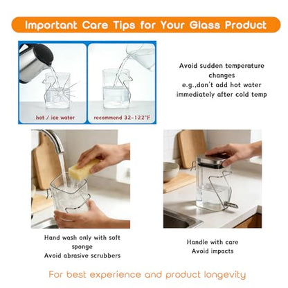 Guinea Pig Water Bottle No Drip, Rabbit Glass Waterer, Chinchilla Stainless Steel Nozzle Anti-Bite Water Dispenser for Small Animal, Bunny, Hamster, Sugar Glider and Rat(20.2oz)