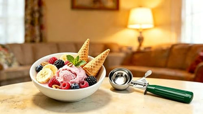 TOPKITCHEN Commercial-Grade Ice Cream Scoop 2.66 oz, 18/8 Stainless Steel Cookie Scoop with Plastic Handle, Portion Control Disher Scoop for Bakeries,Restaurants & Dessert Shops, #12, Green - size: 2.66 oz - Green