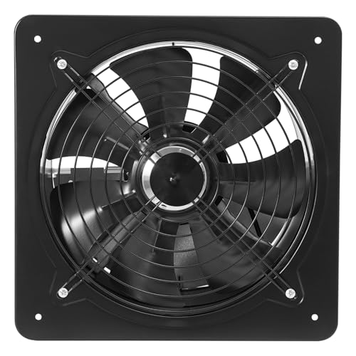 DNYSYSJ 12 Inch High Airflow Exhaust Fan, 125W 1177CFM 2800 RPM Noise-free, Explosion-Proof Ventilation Extractor Fan Axial Fan for Kitchen Warehouse and Workshop, Black Stainless Steel - color: black,12",1177CFM