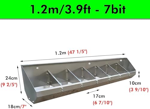 5 6 7 8 10 Bit Livestock Feeders for Outside/Indoor Farms/Sheds Pen, Large Capacity Pig Feeders and Waterers with Screws, Stainless Steel Poultry Animal Feed Troughs(1.2m/3.9ft 7bit) - size: 1.2m/3.9ft 7bit