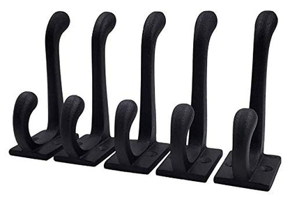 Cast Iron Coat Hooks - Wall Mounted Rustic Farmhouse Matte Black Cast Iron DIY Coat Towel Hat Scarf Bags Hook 5-Pack - style: Modern (Black)