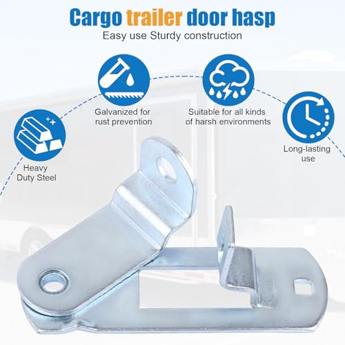 Cargo Trailer Door Latch Trailer Latches Ramp Locking Hasp Enclosed Trailer Door Latch Cam Lock Latch Keeper (‎ Trailer Door Hasp 2 Pack Comes with Screws 4 - Nuts 4 ）