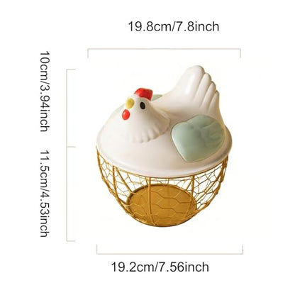 Chicken Egg Basket with Ergonomic Handles Farmhouse Storage Egg Collection Vegetable Fruit Organizer Metal Mesh Suitable for Home Decoration, Green