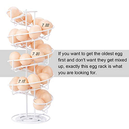 Toplife Spiral Design Metal Egg Skelter Dispenser Rack, Storage Display Rack, White - color: White