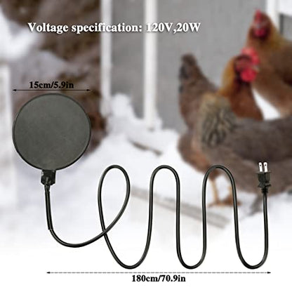 1 Pcs Poultry Chicken Water Heater, 120 V 20W Silicone Winter De-Icer Chicken Water Heating Base Poultry Founts with 47.2 Inch Power Cord for Drinking Fountains Chicken Coop
