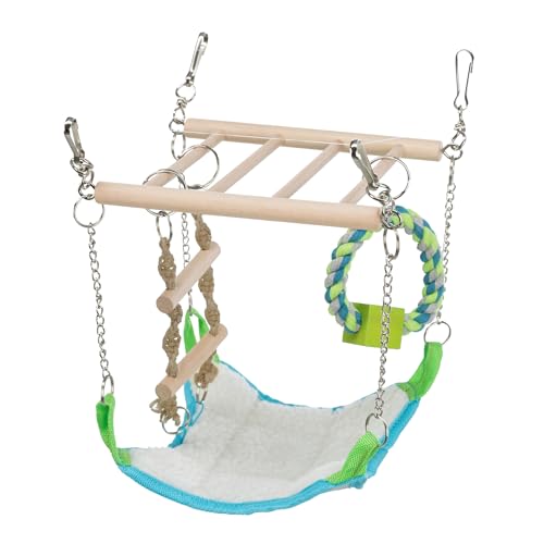 Trixie Small Animal Suspension Bridge, Hanging Cage Accessory with Hammock and Climbing Toys - Ladder and Ring, Ideal for Rats, Ferrets, Guinea Pigs, Mice - color: Blue