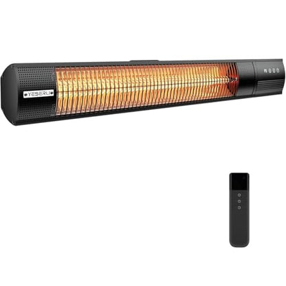 Electric Patio Heater, 1500W Wall Mounted Outdoor Heater with Remote Control & 24H Timer, IP65 Waterproof Carbon Infrared Heater for Backyard, Gazebo, Garage and Restaurant - size: Pure Warmth