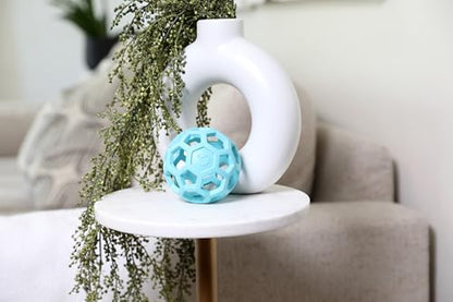 JW Pet HOL-ee Roller™, Dog Toy Puzzle Ball, Natural Rubber, Small (3 Inch Diameter), Blue - color: Blue, size: 3 Inch