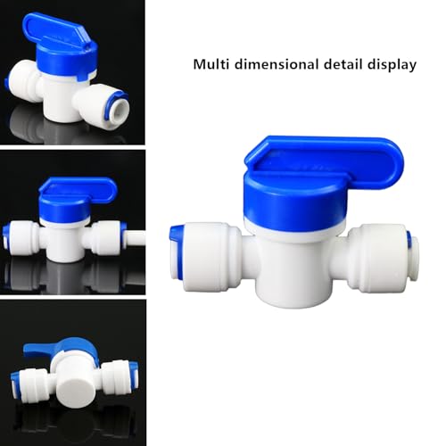 1/4" Push-Fit Globe Valve for RO Water Purifier, 5 Pcs | Quick push-fit connector for globe valve, fits RO & RODI water filtration systems, 1/4" plastic quick connect joint - style: 1/4 inch quick connect ball valve