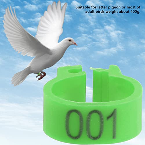 100Pcs Birds Leg Rings, 8mm Pigeon Leg Bands 001 to 100 Numbered Plastic Clip on Identification Rings for Chicks Parrots Finch Dove Lovebird Quail Bantam Lovebirds (Green) - color: Green