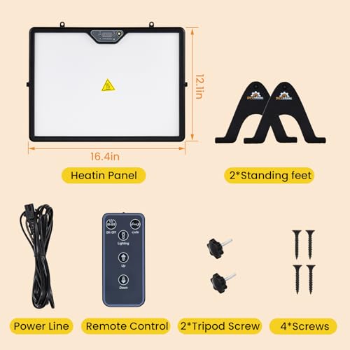Chicken Coop Heater, 200W Chick Warmer, Brooder Heating Plate | with Remote Control, Double Side Heating, 360° Adjustable, Timing Function, Temperature Adjustable, LED Screen