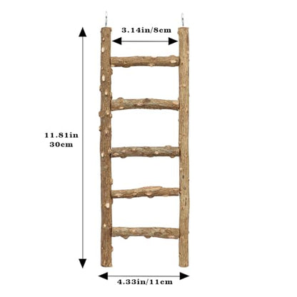 Natural Pepper Wood Parrot Ladder, 5-Step Bird Climbing Toys, Suitable for Parrots, Parakeets, Cockatiels - size: 11.8 × 3.1 Inch