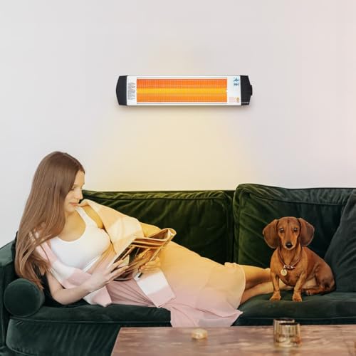 Econat C-15 Infrared Electric Heater 1500W, Wall Mounted Indoor/Outdoor Heater with Adjustable Thermostat, Energy Efficient – 4 Pack