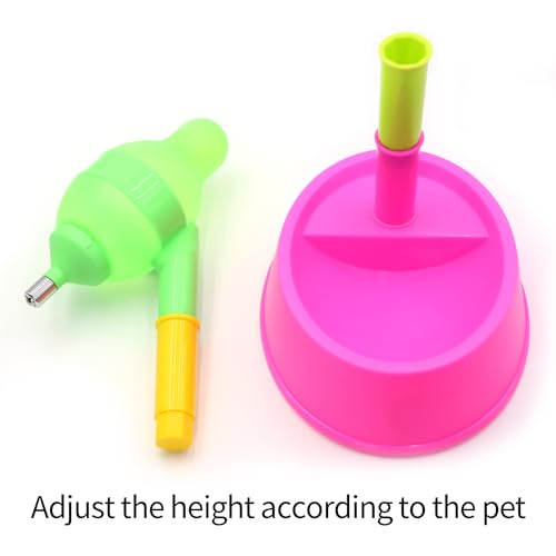 DELIFUR Pet Standing Water Dispenser Adjustable Cat Dog Drinking Water Dispenser Bowl with Detachable Pole Automatically Feeding Water (Red)