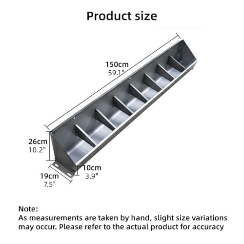 Stainless Steel Piglet Feed Trough, Livestock Feeder with Segmented Design, Open Feeding Trough, for Farms, Backyards, Pigsties, and Yards(10.2x59.1in) - size: 10.2x59.1in