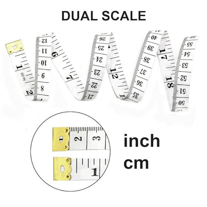 Dual Scale Body Measuring Tape - 60 inches Soft Tailor Measuring Tape for Sewing Cloth - Fitness Ruler for Fat Measurements and Nursing Use - Pack of 2