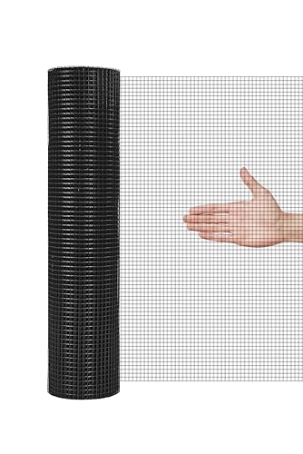 Gartist 48''x50' 1/2 Inch PVC Vinyl Coated Black Hardware Cloth, 19GA Chicken Wire, Rustproof & Weather-Resistant Welded Fence for Chicken Coops, Garden Protection from Rabbits, Raccons, Snakes