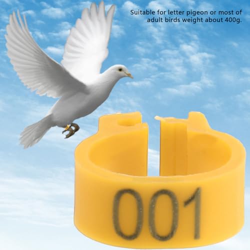 100Pcs 8MM 001 to 100 Numbered Plastic Letter Pigeon Bird Leg Bands Rings, Pigeon Identify Rings, Training Supplies Leg Number Bird Bands for Letter Pigeon (Yellow) - color: Yellow
